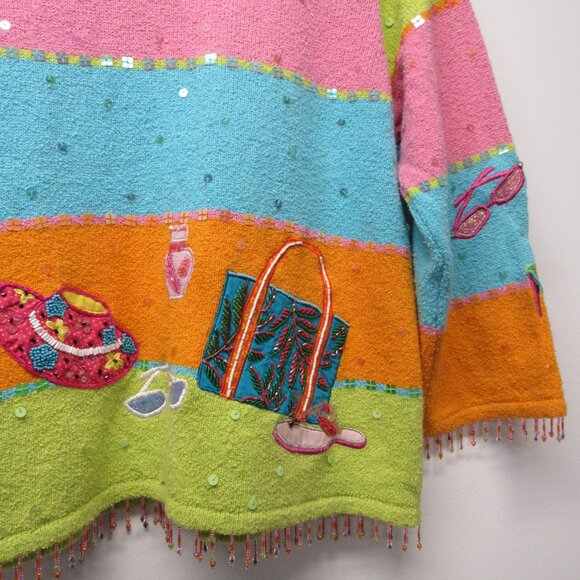 Design Options Philip Jane Gordon Beach Purse Hat Makeup Art To Wear Sweater M - Picture 4 of 5
